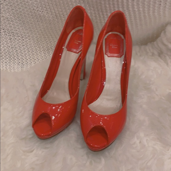 Dior Peep Toe Patent Heels - Picture 2 of 8
